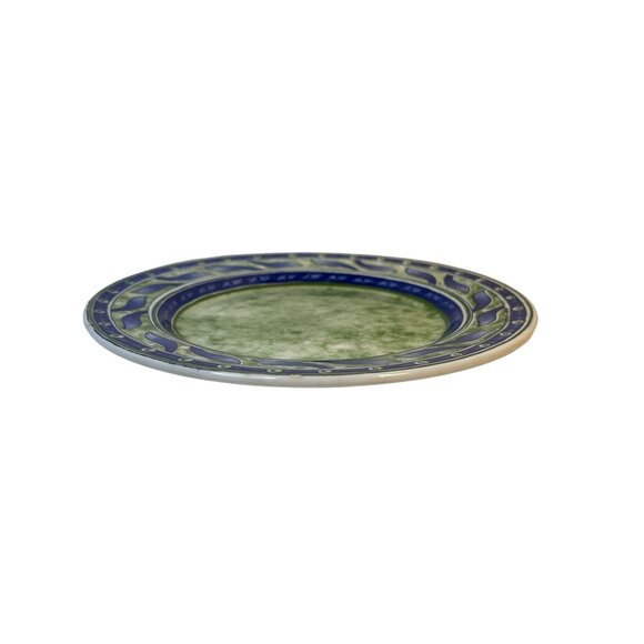 Pier 1 Imports Set-2 Versailles Ceramica Quadrifoglio Blue Green Luncheon Plates - Picture 5 of 12